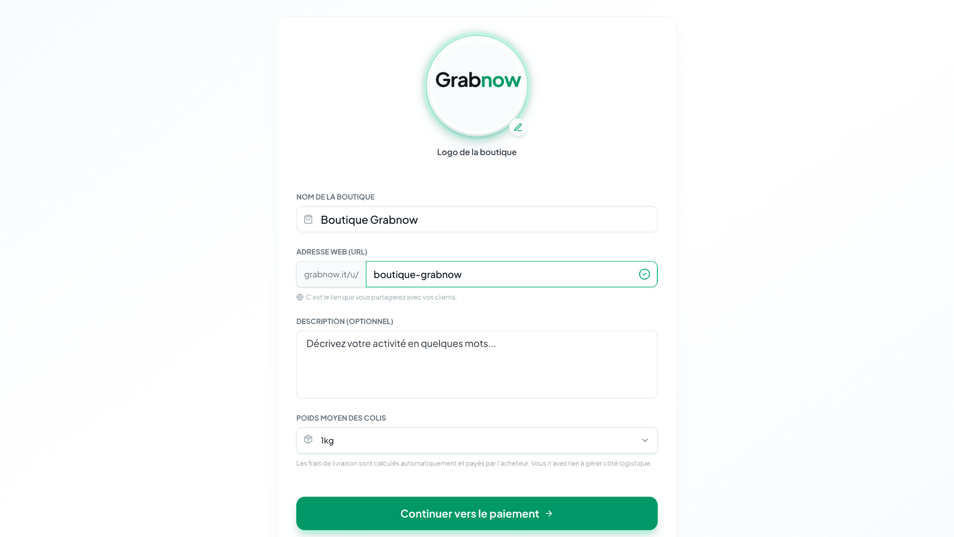 Page inscription / onboarding